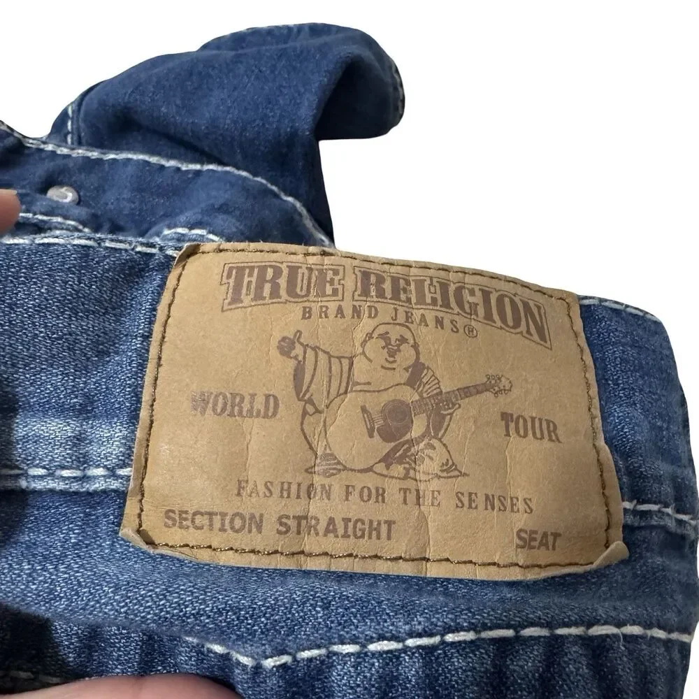 True Religion Big T Natural W/Flap Stitch Straight Leg Jean Men’s Size 38 Cotton